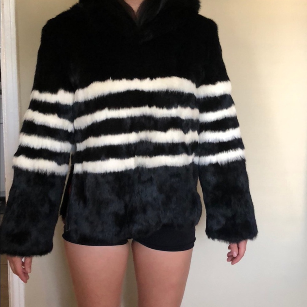 New Pam & Gela Real FUR hoodie puller over size S